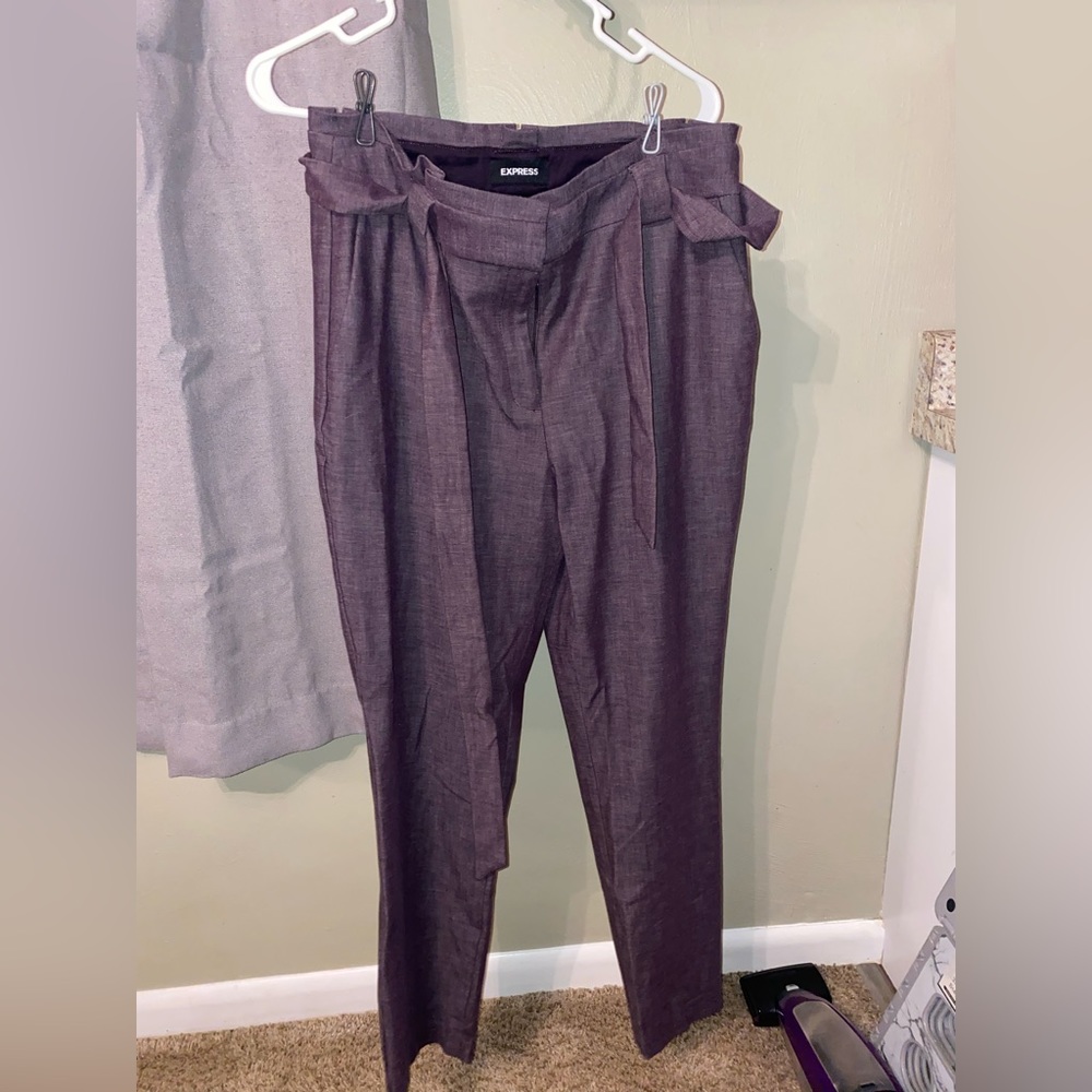 Purple Paper-bag Dress Pants